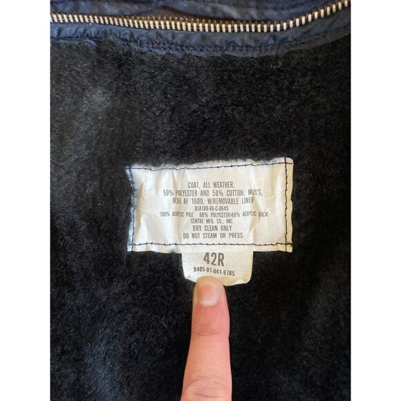 VINTAGE US Army Coat Mens 38R Blue Lined All Weather Removable Liner 80s - Picture 4 of 10